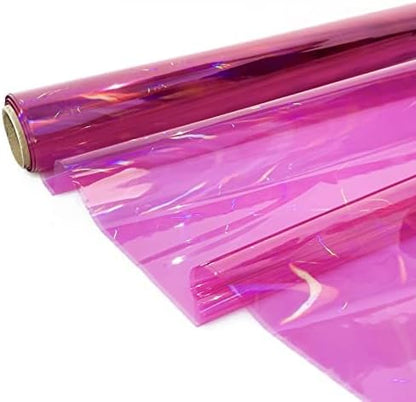 CMFYHM Iridescent Pink Cellophane Wrap Roll I 34 In Wide X 100 Ft Long I Colorful Cello Perfect For Baskets,Gifts, Treats,Birthday Holiday Wedding Floral, Party Arts Crafts Decoration (Pink)