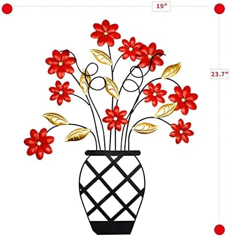 WTXRHW Metal Wall Art Metal Wall Decor Steel Decor - Wall Mount Plant Flower Pot Personalized 3D Metal Wall Decorative Vintage Hanging Art Style for Home Living Room Kitchen Bedroom (18.9 * 23.6in)