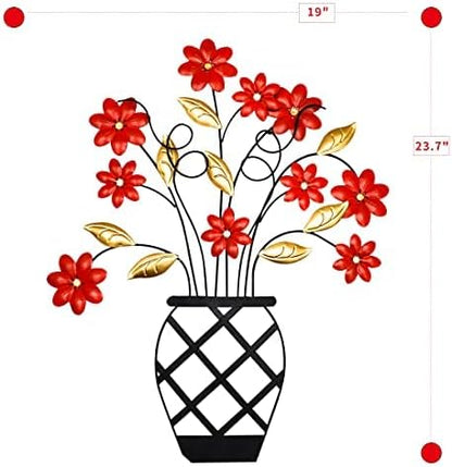 WTXRHW Metal Wall Art Metal Wall Decor Steel Decor - Wall Mount Plant Flower Pot Personalized 3D Metal Wall Decorative Vintage Hanging Art Style for Home Living Room Kitchen Bedroom (18.9 * 23.6in)