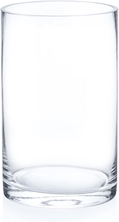Enova Floral Clear Glass Cylinder Vase 6 x 10 Inches Round Flower Vase, Pillar Candle Floating Candle Holder Vase, Tall Glass Vase for Flowers, Glass Vase for Decor, Wedding Centerpieces (1 Piece)