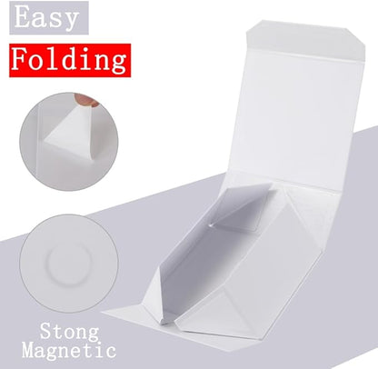 6 Pcs Small White Gift Box 6x6x3 Inch Magnetic Gift Box Small Magnetic Box with Crinkle Paper White Small Gift Box with Shredded Paper Luxury Gift Boxes with Lids for Presents