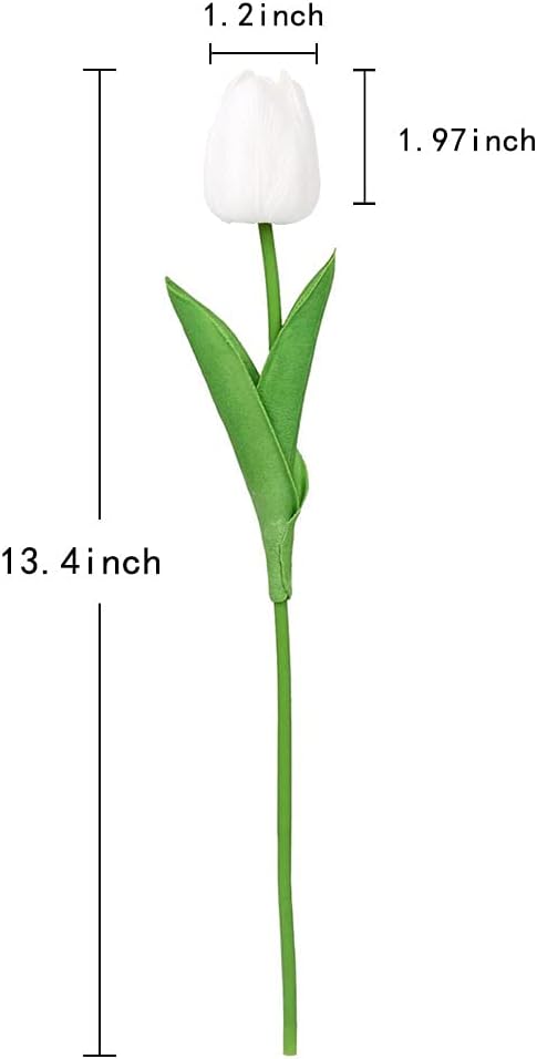 IPOPU 24PCS White Tulips Artificial Flowers Real Touch White Fake Tulips White Flowers Artificial for Decorations Centerpieces for Table Home Decor Indoor Flower Arrangements Artificial