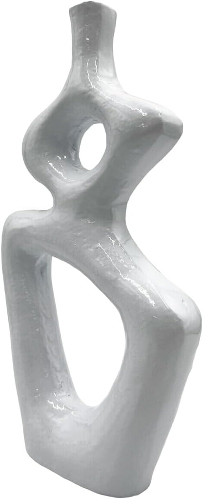 12 Inch Tall Decorative Handmade Aluminum Gourd Flower Vase in White