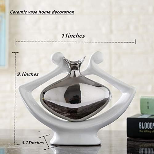 Anding Ceramic Vase Statue Silver Vase White Vase Home Decoration Pottery Decorative Sculpture (Silver vase-99691)