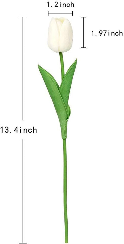 IPOPU Real Touch Tulips 24PCS Artificial Tulips Flowers for Decoration Cream Fake Tulips Floral Arrangements Artificial Faux Tulips Decor for Table Home Decor Baby Shower Centerpieces (Off White)
