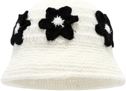 Winter Plush Fuzzy Bucket Hat Flower Fisherman Hats for Women Men Bucket hat