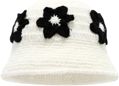 Winter Plush Fuzzy Bucket Hat Flower Fisherman Hats for Women Men Bucket hat