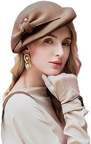 Women Wool Felt Ribbon French Fashion Vintage Millinery Beret Hats Top Cap Ladies Party Wedding Fedoras Chapeau