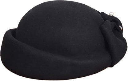 Women Wool Felt Ribbon French Fashion Vintage Millinery Beret Hats Top Cap Ladies Party Wedding Fedoras Chapeau