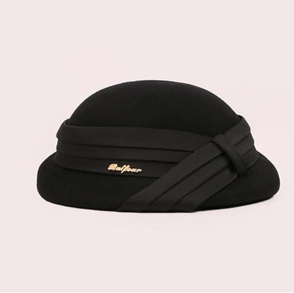 Women Wool Felt Ribbon French Fashion Vintage Millinery Beret Hats Top Cap Ladies Party Wedding Fedoras Chapeau