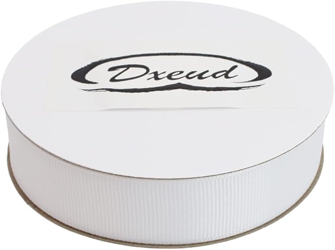 Solid Grosgrain Ribbon 25 Yard Each Roll 100% Polyester Woven Edge (1", White)