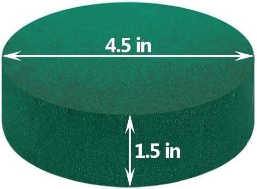 Pack of 6 FLOFARE Round Floral Foam Blocks for Fresh and Artificial Flowers, Each (4.5" X 1.5"), Dry & Wet Green Flower Foam for Flower Arrangements & Flo