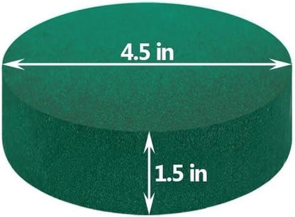 Pack of 6 FLOFARE Round Floral Foam Blocks for Fresh and Artificial Flowers, Each (4.5" X 1.5"), Dry & Wet Green Flower Foam for Flower Arrangements & Flo