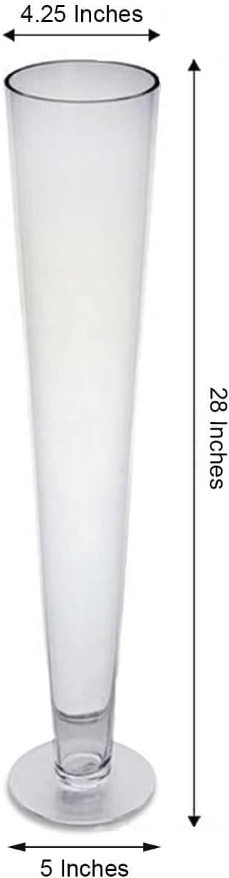 Efavormart 4 Pack | 28'' Clear Heavy Duty Trumpet Glass Vase