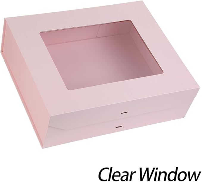 3 Pcs Extra Large Pink Gift Box for Presents with Ribbon 19x16x6 Inches Clear Gift Box with Window Magnetic Closure Gift Boxes with Lids