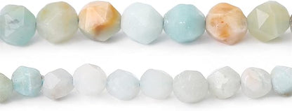 Faceted Natural Amazonite Stone Round Beads 8mm 36cm/Strand for Jewelry Making