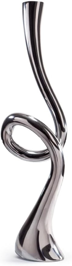Modern Day Accents 3754 Corneta Tall Trumpet Vase, Silver Floor Vase for Pampas Grass, Flowers, or Faux Plants, Elegant Home Decor Accent for Living Room, Entryway, or Office, 38.5H