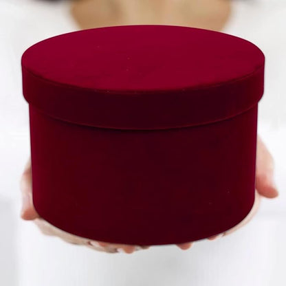 GnFlus Red Wine Gift Boxes for Presents Set of 4 Round Velvet Nesting Gifts Box for Arrangements Flowers Wedding Birthday Valentines Bridesmaid Christmas Party Anniversary