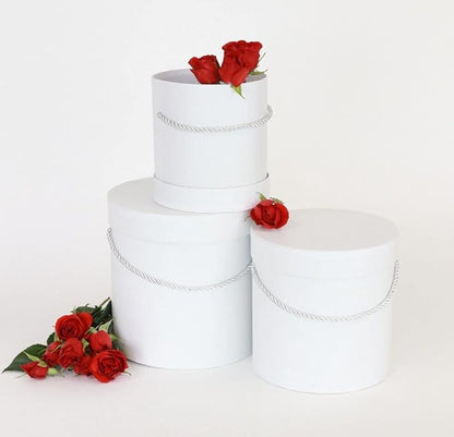 UNIKPACKAGING Premium Quality Round Flower Box, Gift Boxes for Luxury Flower and Gift Arrangements Set of 3 pcs (Snow White)