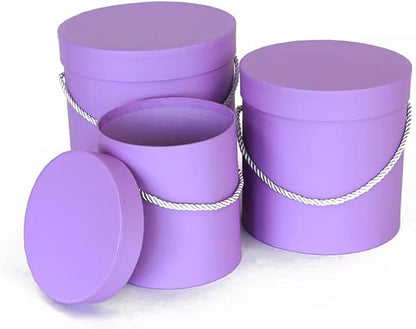 UNIKPACKAGING Premium Quality Round Flower Box, Gift Boxes for Luxury Flower and Gift Arrangements, Set of 3 pcs (Lavender)