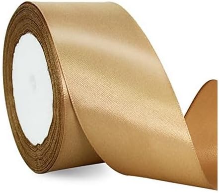 TONIFUL 2 in x 25 Yds Wide Gold Satin Ribbon Solid Fabric Ribbons Roll for Crafts Chair Sash Valentine's Day Gift Wrapping Invitation Cards Floral Hair Bows Sewing Party Wedding Car Decoration