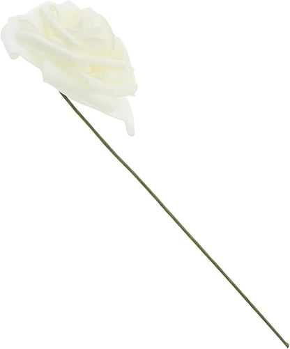 Bright Creations 3" Artificial Rose Flowers 60pcs Real Looking Fake Rose with Stem for DIY Wedding Bouquets and Bridal Shower, Cream