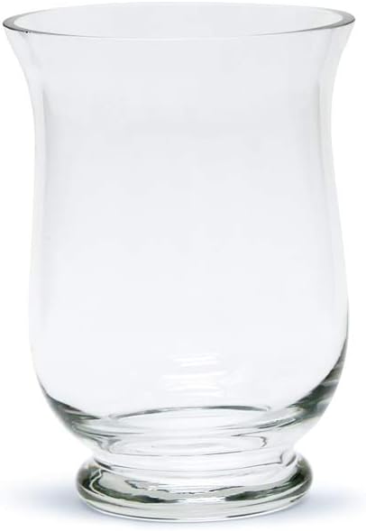 WGV Unique Bouquet Vase Bulk, 5.5" W, 8" H, Clear Short Hurricane Glass Candle Holder, Floral Planter Terrarium, Home Wedding Event Decor, 12 Pieces (VHV0808)