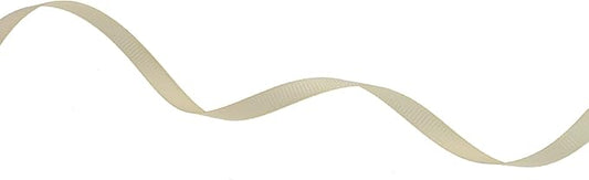 Solid Grosgrain Ribbon 25 Yard Each Roll 100% Polyester Woven Edge (1/4", Beige)