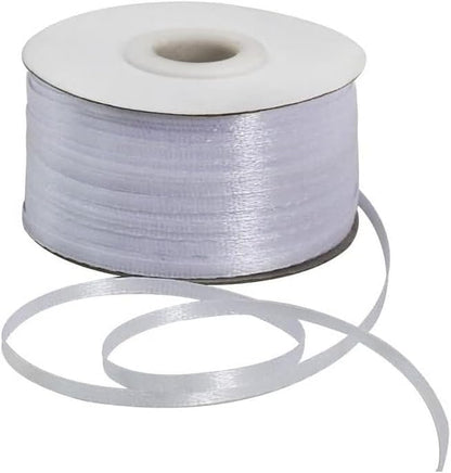TONIFUL 1/8 Inch x 200 Yards White Thin Solid Satin Ribbon Giant Spool Double Face Ribbons for Crafts Hanging Tags Invitation Card Balloons Bouquet Hair Gift Wrapping Party Decoration