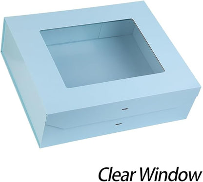 Extra Large Blue Gift Box for Presents with Ribbon 19x16x6 Inches Clear Gift Box with Window Magnetic Closure Gift Boxes with Lids