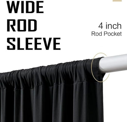 gogoparti 30 ft × 12 ft Black Backdrop Curtain for Wedding Parties, 6 Panels Wrinkle-Free 12 FT Long Polyester Photo Backdrop Drapes for Birthday, Baby Shower, Halloween Photography Background