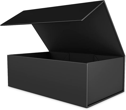 Black Gift Box With Magnetic Closure Lid 12" X 6" X 4" for Presents, Luxury Packaging, Bridesmaid Gifts, Birthdays, Christmas - Cute Magnetic Box