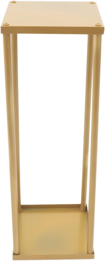 2PC 23.6" Flower Stand for Wedding Metal Cylinder Stands for Party Rectangular Gold Centerpieces Flower Vase Gold Pedestal Columns for Weddings Indoor Outdoor Flower Plant Stand Decoration
