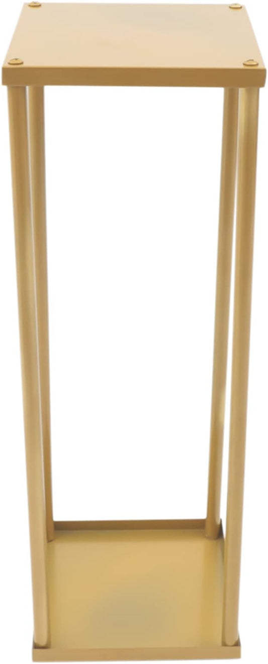 2PC 23.6" Flower Stand for Wedding Metal Cylinder Stands for Party Rectangular Gold Centerpieces Flower Vase Gold Pedestal Columns for Weddings Indoor Outdoor Flower Plant Stand Decoration