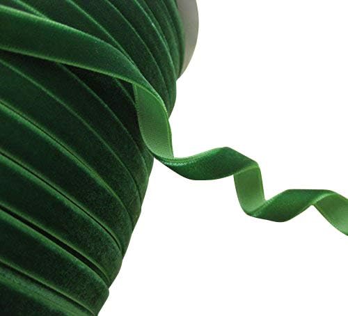 Chenkou Craft Christmas Green 25 Yards 3/8" Velvet Ribbon Lots Bulk (Green, 3/8"(10mm))