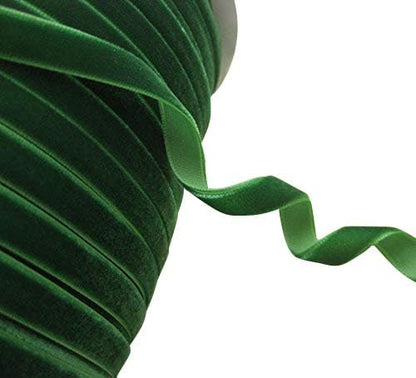 Chenkou Craft Christmas Green 25 Yards 3/8" Velvet Ribbon Lots Bulk (Green, 3/8"(10mm))