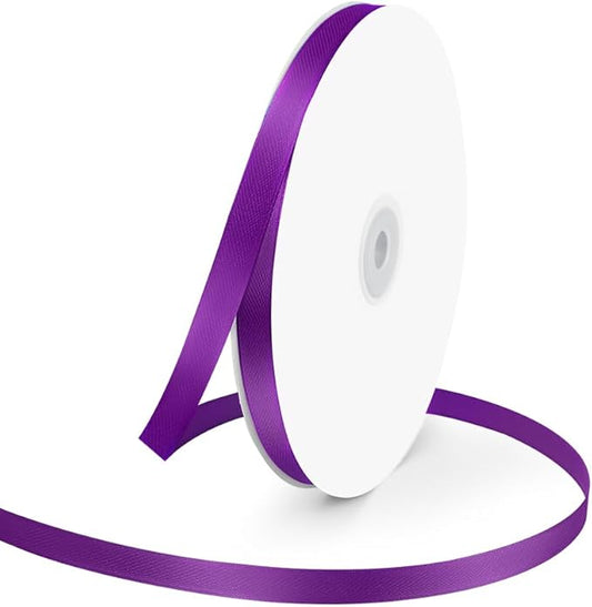 3/8" Wide x 100 Yards Single Face Polyester Satin Ribbon, Satin Ribbon for Crafts, Gift, Hair Bows, Wedding Party Decoration, Bow Making & Other Projects (Purple)