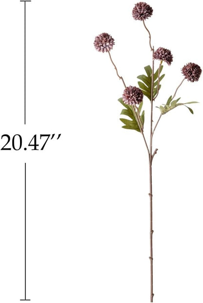 Artificial Kiku Flower - 5 Pcs Fake Pompon Mums Silk Small Chrysanthemum Faux Ball Fall Flower Stem Decor for Autumn Wedding Filler DIY Bouquet Centerpieces Arrangements Shower (Grey Purple)