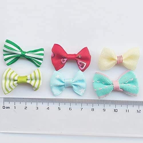 Chenkou Craft Mix Bulk 100pcs Ribbon Flowers Bows Craft Wedding Ornament Appliques (MIX100PCS)