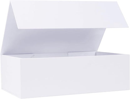 White Christmas Gift Box with Magnetic Lids 13.8x8.3x4.4 in, Large Bridesmaid Groomsman Proposal Boxes, Rectangle Storage Box 1 Pack