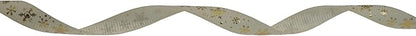 Gold Printing Snowflake Grosgrain Ribbon 25 Yard Each Roll 100% Polyester Woven Edge (3/8", Beige)