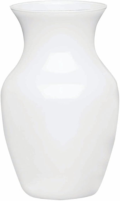 Floral Supply Online - 8" White Rose Vase and Flower Guide Booklet - Decorative Glass Flower Vase for Floral Arrangements, Weddings, Home Decor or Office.