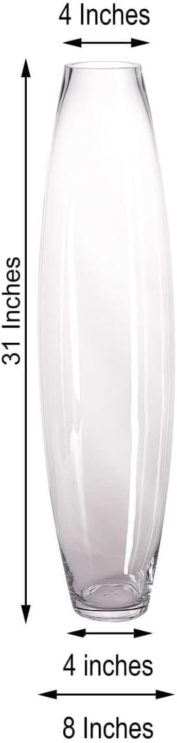 Efavormart 31" Tall Tapered Cylinder Glass Vase Clear Floor Vase Centerpiece for Table Décor