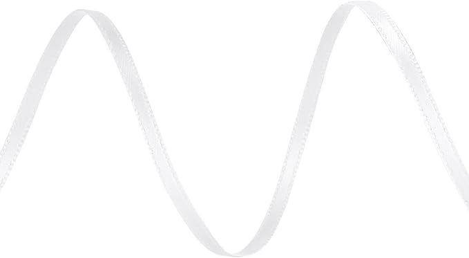 LIUYAXI White Double Faced Satin Ribbon, 1/8" X Continuous 100 Yards, Thin Ribbons Perfect for Gift Wrapping Wedding Invitation Card Hair Bows Tag Floral Arrangement DIY Craft