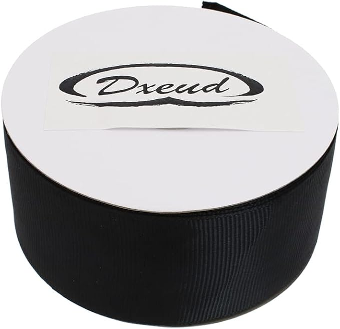 Solid Grosgrain Ribbon 25 Yard Each Roll 100% Polyester Woven Edge (1/1-2", Black)