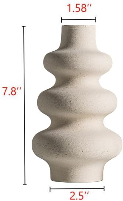 Ceramic Vase, Modern Home Decor,Off White Round Vases,Modern Dried Flower Vases, Boho Home Decor for Centerpieces Wedding Dinner Table Party Living Room Office Bedroom (Medium)