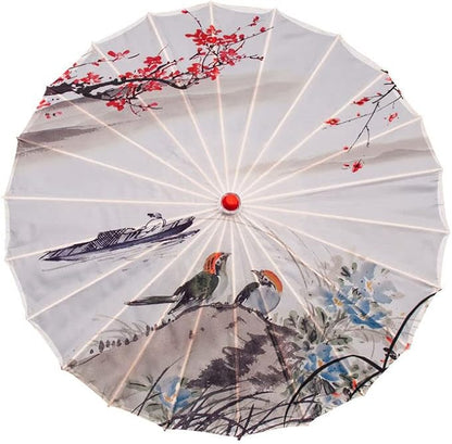 Parasol Chinese Style Classical Oil Paper Umbrella Rainproof Umbrella, Parasol Pendent Floral Mulitcolor Paper and Bamboo Painted Paper Parasol