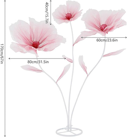 67inch Large Paper Artificial Flowers, Crepe Paper Pink Giant Paper Flowers, 3D Floral Decor for Garden, Photography Props, Wedding, Art Gallery(Pink)