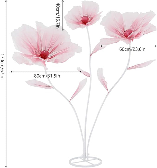 67inch Large Paper Artificial Flowers, Crepe Paper Pink Giant Paper Flowers, 3D Floral Decor for Garden, Photography Props, Wedding, Art Gallery(Pink)