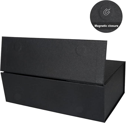 Black Gift Box With Magnetic Closure Lid 10" X 6" X 3" for Presents, Luxury Packaging, Bridesmaid Gifts, Birthdays, Christmas - Cute Magnetic Box